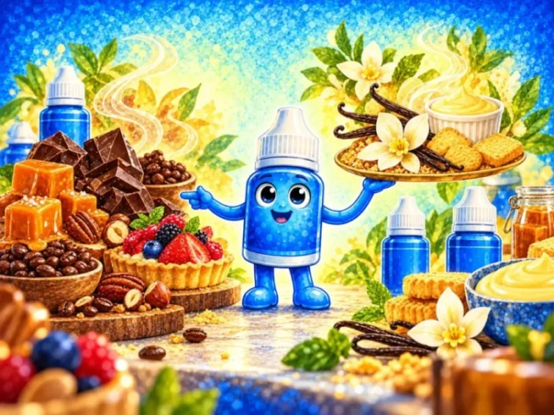 Univers d’e-liquides gourmands avec vanille, caramel, biscuit, café et pâtisserie