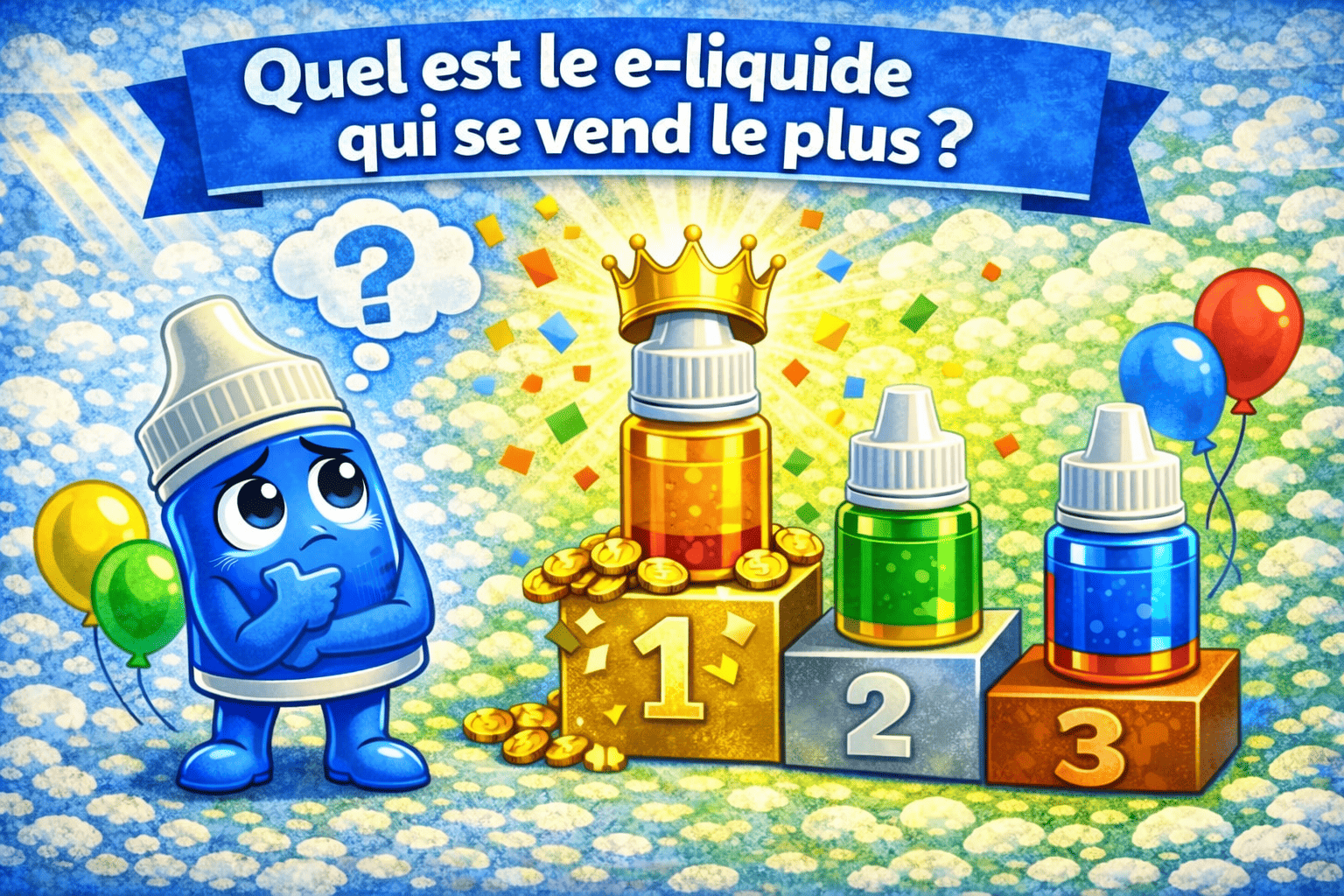 Une boîte avec plusieurs e-liquides