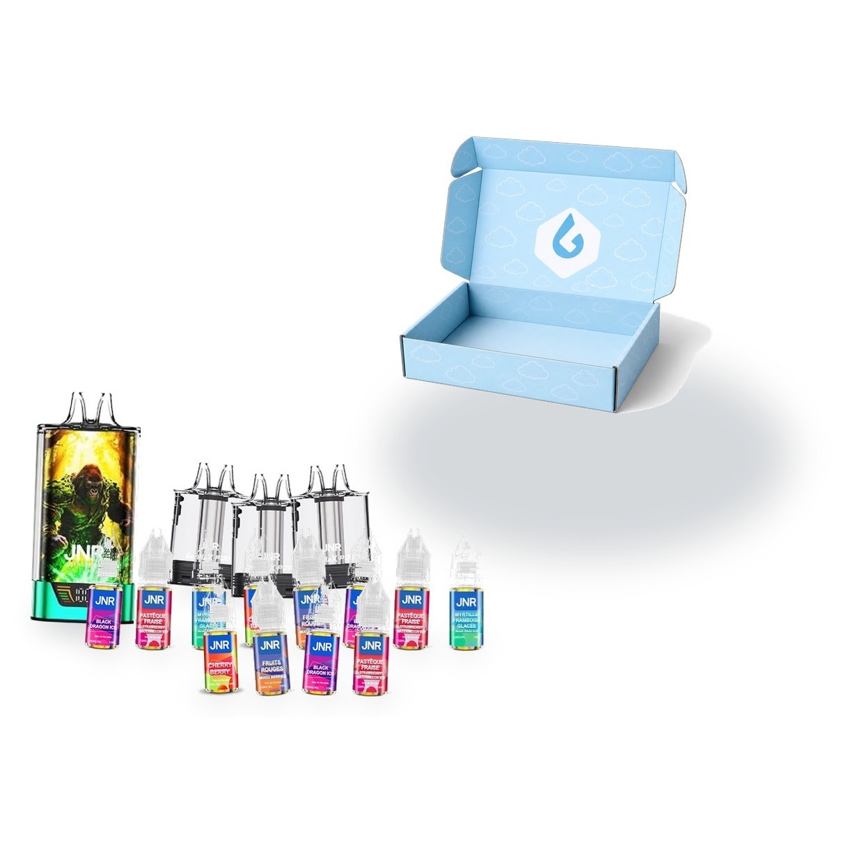 JNR L LiquidBox - 1 puff + 3 cartouches + 12 x 10 ml